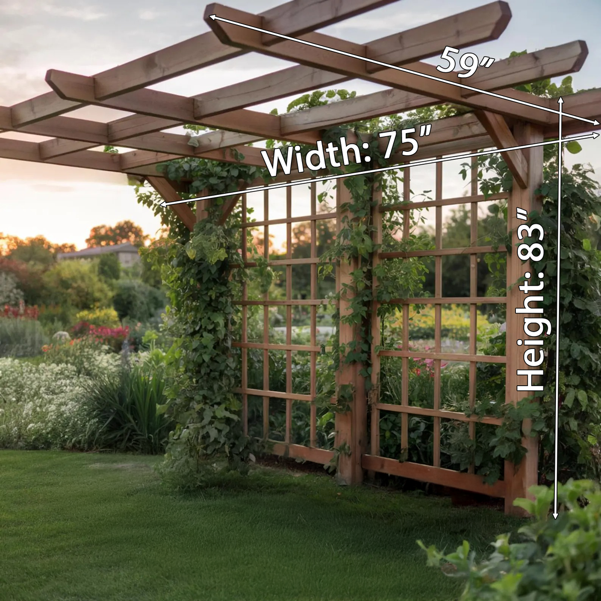 Rustic Handcrafted Outdoor Garden Seating And Trellis For Patio Or Yard