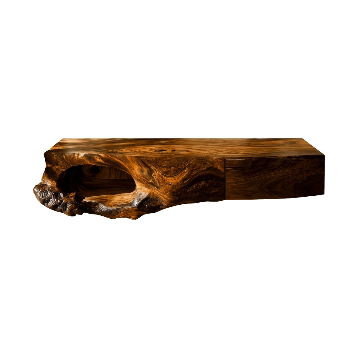 Zorren Live Edge Solid Wood Floating Bathroom Vanity With Drawers